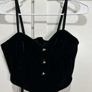 Elegant Black Velvet Women's Top